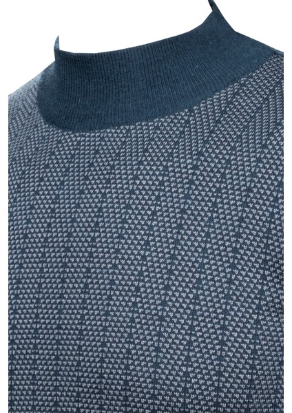 Erkek Yarım Balıkçı Yaka Triko Kazak Desenli Kol ve Bel Lastikli Çelik Örgü Klasik Kalıp - 5007B modelleri