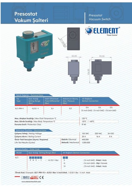 Elt-Prv-1 Vakum Prosestat - Vakum Şalteri