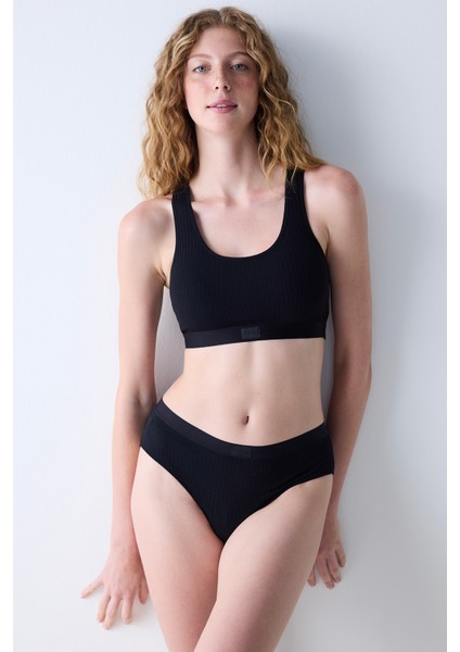 Removable Padded Racer Siyah Sütyen