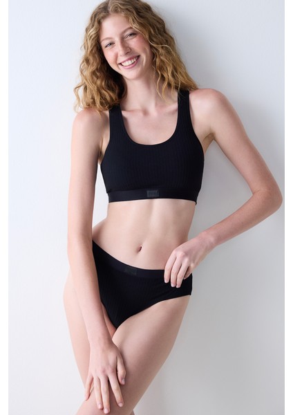 Removable Padded Racer Siyah Sütyen