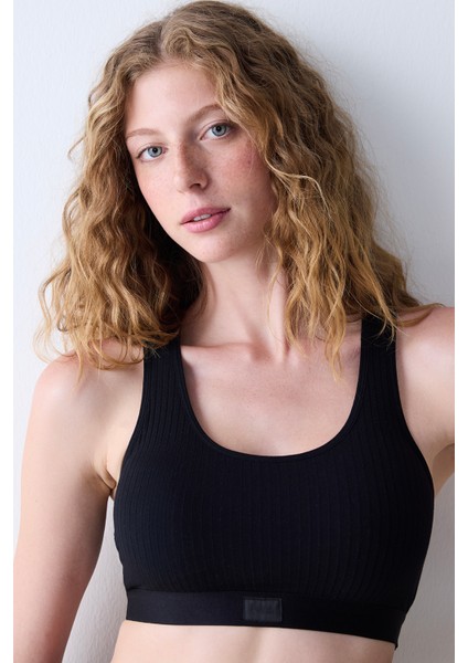 Removable Padded Racer Siyah Sütyen