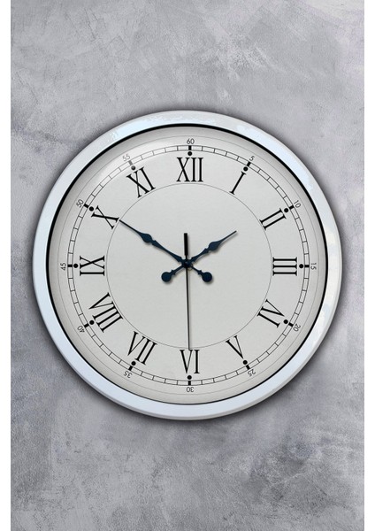 40 cm Beyaz Metal Retro Duvar Saati, şık ve sade dekoratif saat, 33x44 boyut. fırsatları