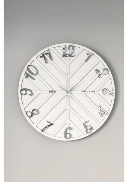 Beyaz ve gümüş renkli 50x50cm modern dekoratif duvar saati fiyatları