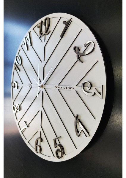 Beyaz ve gümüş renkli 50x50cm modern dekoratif duvar saati fırsatları