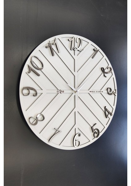 Beyaz ve gümüş renkli 50x50cm modern dekoratif duvar saati indirimleri