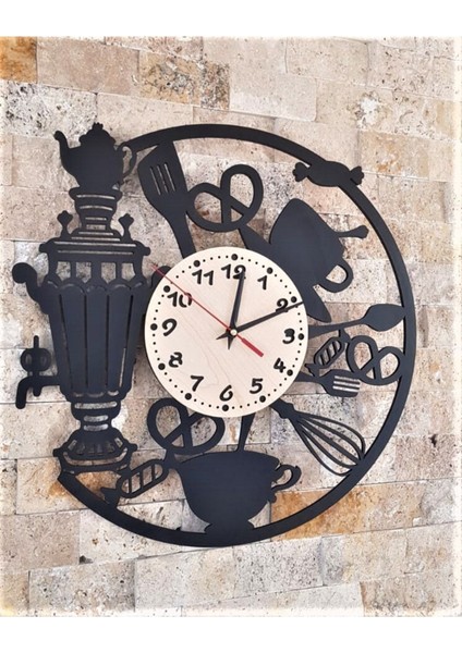 Şık Siyah Akçaağaç Duvar Saati, Modern ve Zarif Geometrik Tasarım 40x40 cm