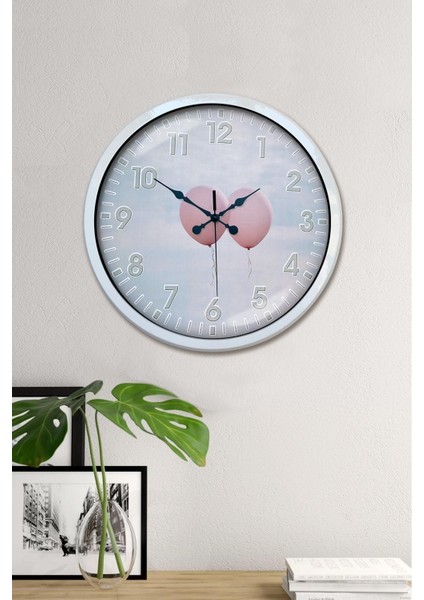 40 cm Beyaz Metal Duvar Saati, Geometrik Tasarım, Şık ve Kaliteli Dekorasyon Parçası