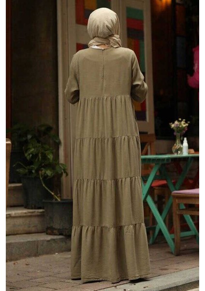 6400-DENIM Parça Boya Elbise Haki fırsatları