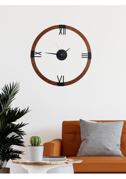 Yuvarlak 3D duvar saati, 55cm, sessiz mekanizma, antik stil, kahverengi ve siyah renk modelleri