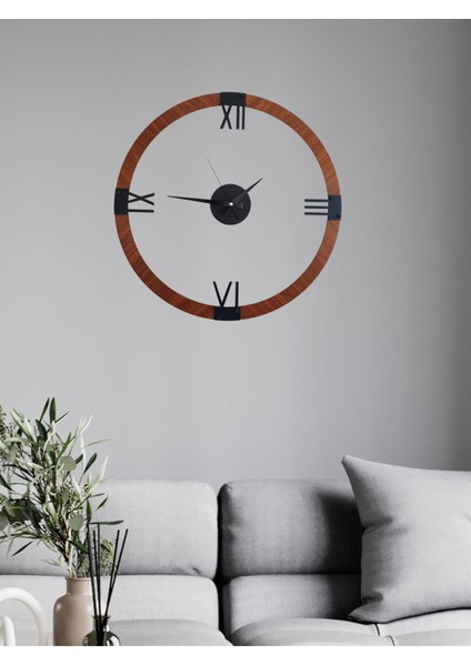 Yuvarlak 3D duvar saati, 55cm, sessiz mekanizma, antik stil, kahverengi ve siyah renk fırsatları