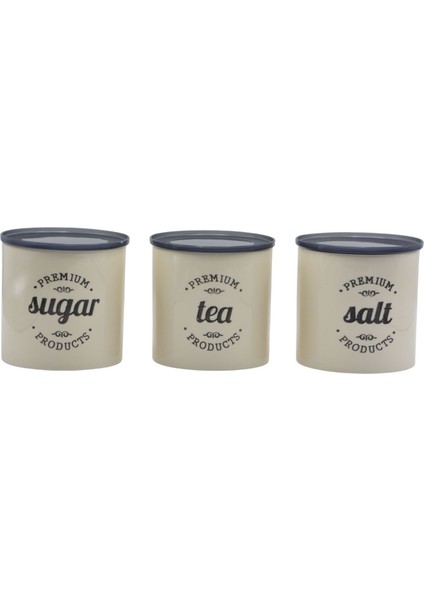 Seramik 3'lü 14CM Sugar Tea Coffee Saklama Kabı Vakum Kapaklı fırsatları