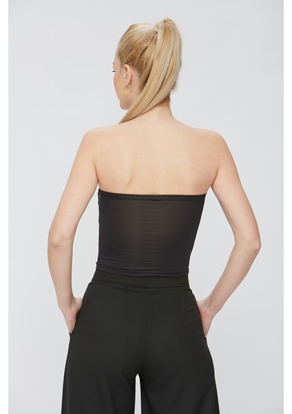 Kadın Ultra Soft Kumaş Straplez Crop Bluz modelleri