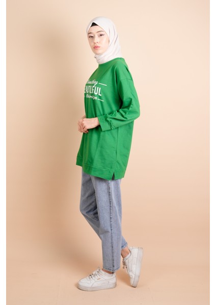 Yırtmaç Detaylı Düz Sweat Something Sweat Yeşil fiyatları