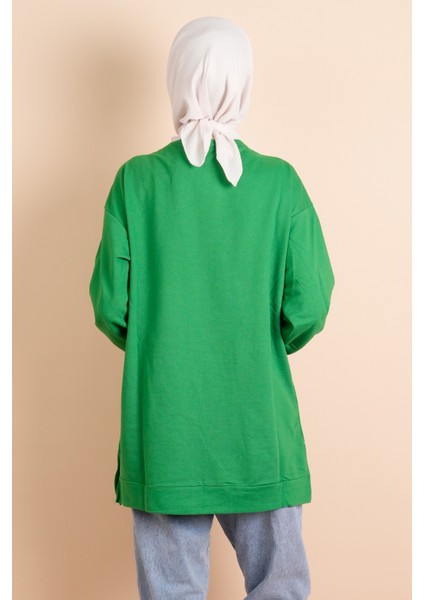 Yırtmaç Detaylı Düz Sweat Something Sweat Yeşil modelleri