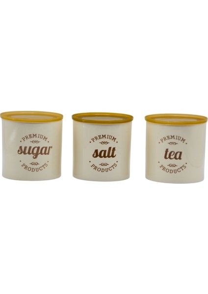 Seramik 3'lü 14CM Sugar Tea Salt Saklama Kabı Vakum Kapaklı modelleri