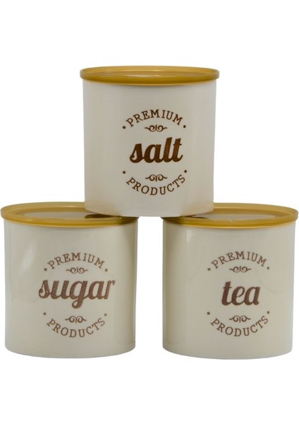 Seramik 3'lü 14CM Sugar Tea Salt Saklama Kabı Vakum Kapaklı indirimleri