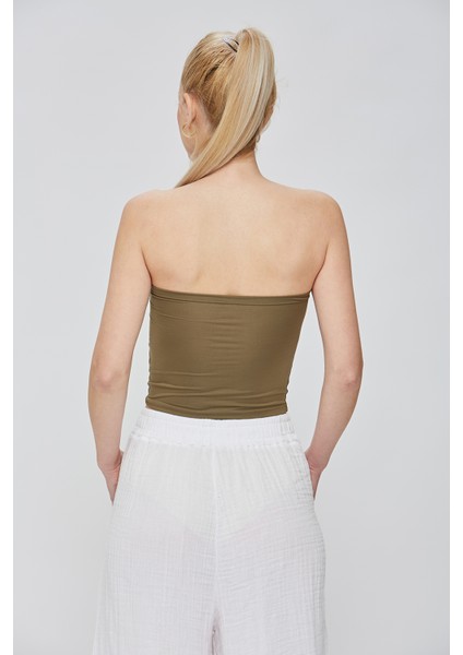 Kadın Ultra Soft Kumaş Straplez Crop Bluz fiyatları
