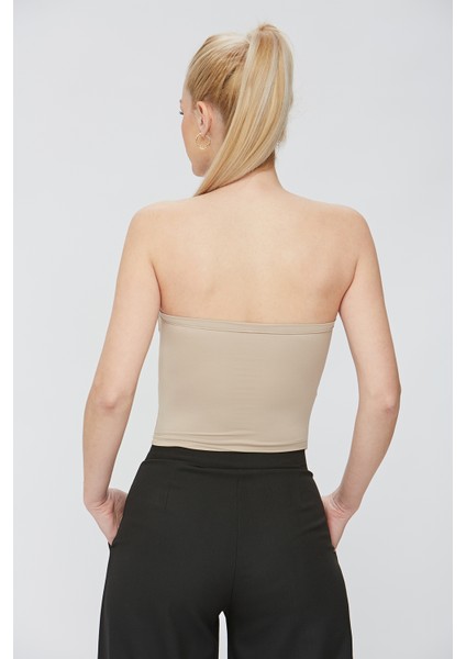 Kadın Ultra Soft Kumaş Straplez Crop Bluz modelleri