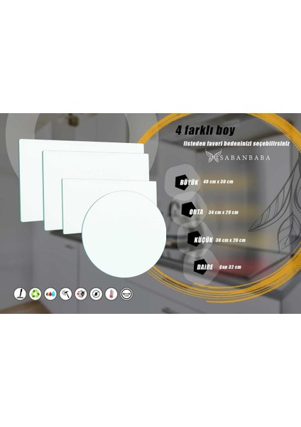 30x40 cm Cam Kesme Tahtası Düz Beyaz fırsatları