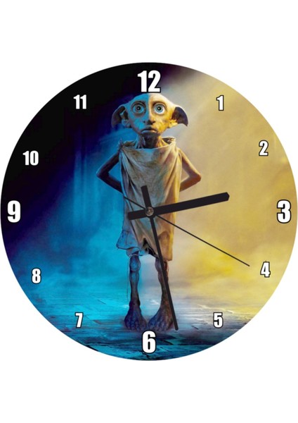 Dobby Ev Elf Temalı Yuvarlak Duvar Saati 30x30 cm, şık ve dekoratif tasarım