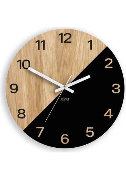 Modern ahşap katmanlı sessiz mekanizmalı şık duvar saati 30x30, siyah renk
