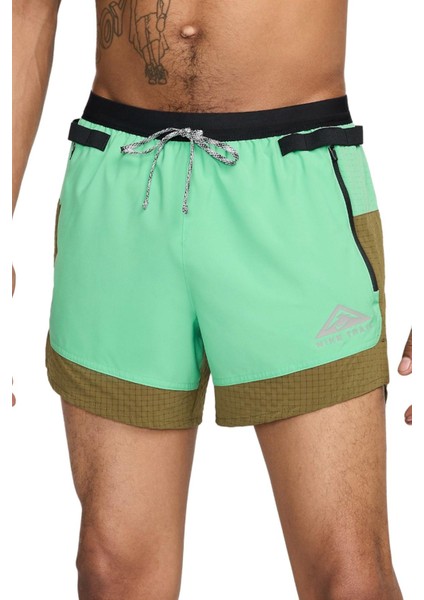 Running Trail Flex Stride 5 Inch Shorts Fermuarlı Kısa Şort Yeşil
