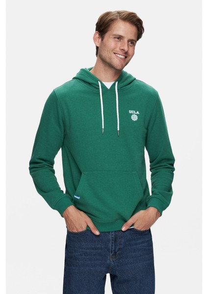 Nevada Yeşil Kapüşonlu Baskılı Standard Fit Erkek Sweatshirt