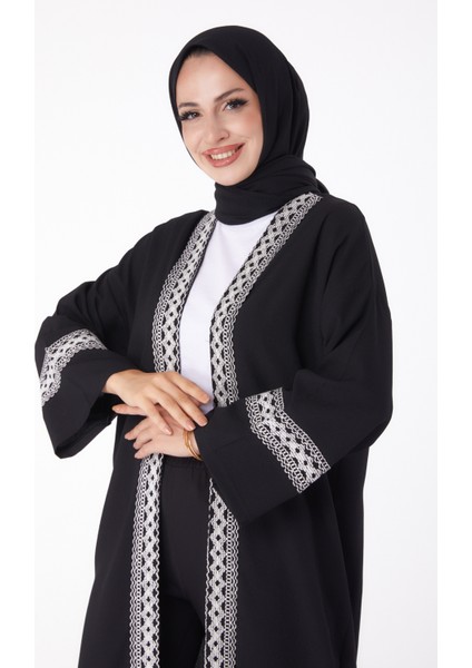 Düz Orta Kadın Siyah Kimono - 13296