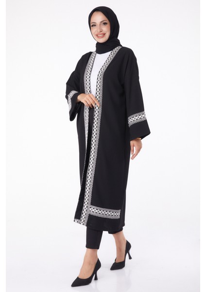 Düz Orta Kadın Siyah Kimono - 13296