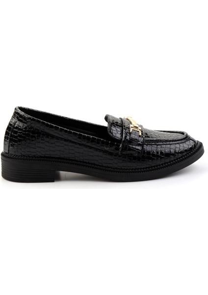 Siyah Kroko Rugan Kadın Loafer Ayakkabı K01879100508 fiyatları