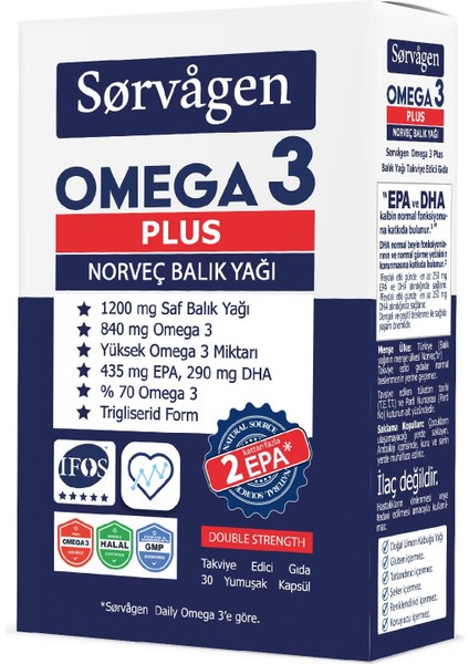 Plus 1200 Mg Norveç Balık Yağı, 30 Kapsül