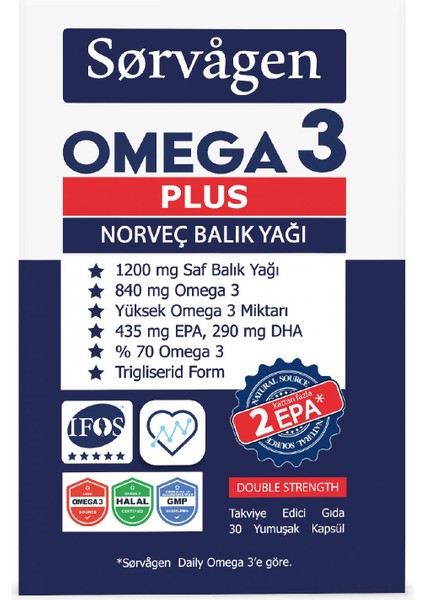 Plus 1200 Mg Norveç Balık Yağı, 30 Kapsül