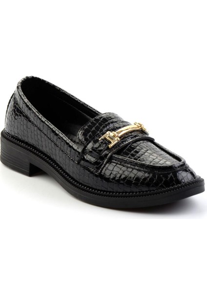 Siyah Kroko Rugan Kadın Loafer Ayakkabı K01879100508 modelleri