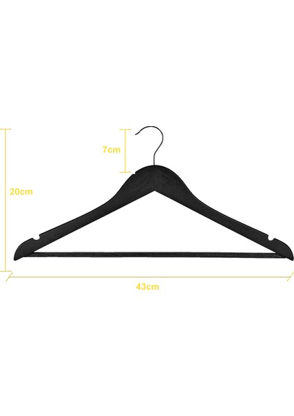12 Adet Siyah Ahşap Görünümlü Plastik Askı Kıyafet Elbise Gömlek Askısı Gold Kancalı modelleri