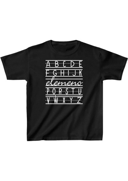 Unisex Çocuk Baskılı T-Shirt - Siyah