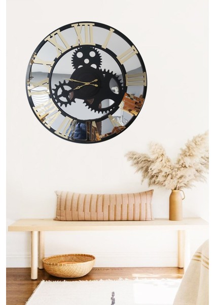 Siyah 50cm Gümüş Pleksi Ayna Duvar Saati, modern ve şık tasarım fiyatları