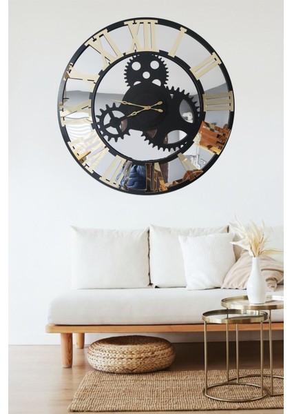Siyah 50cm Gümüş Pleksi Ayna Duvar Saati, modern ve şık tasarım modelleri