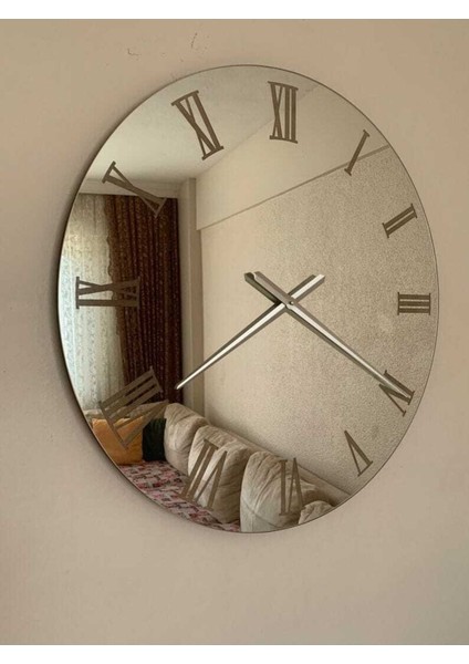 40 cm modern gümüş aynalı duvar saati, şık ve dekoratif tasarım
