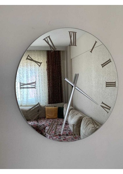 40 cm modern gümüş aynalı duvar saati, şık ve dekoratif tasarım