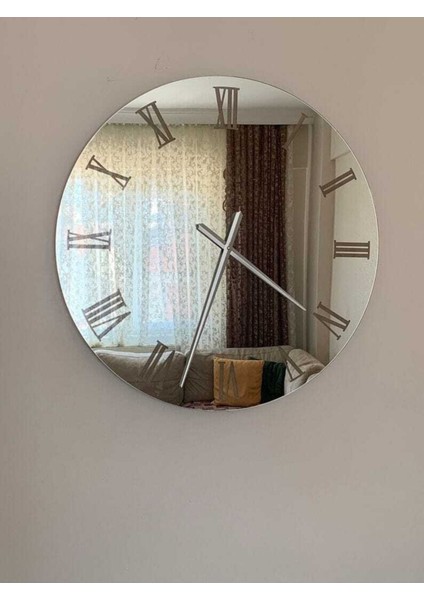 40 cm modern gümüş aynalı duvar saati, şık ve dekoratif tasarım