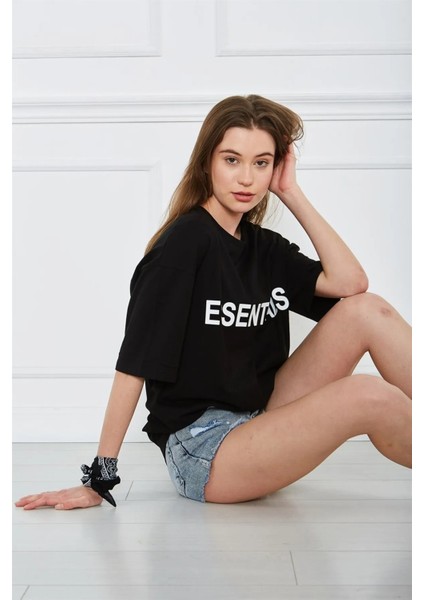 Oversize Unisex Essentials Baskılı T-Shirt modelleri