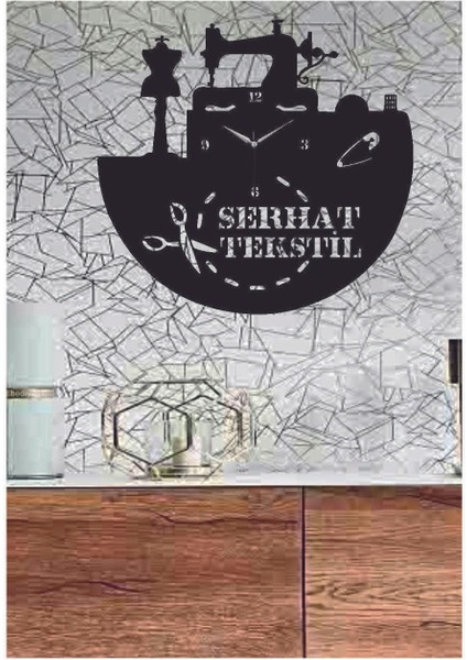 50 cm Siyah Kişiselleştirilebilir Terzi Temalı Duvar Saati fiyatları