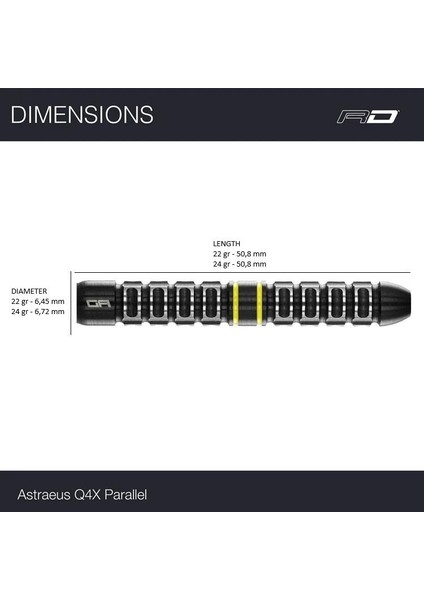 Astraeus Q4X Paralel % 90 Tungsten Çelik Uçlu Dart Oku