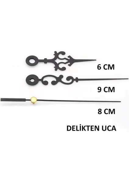 Sessiz duvar saati mekanizması, askısız, uzun şaft, siyah renk, klasik stil, 55x56 mm modelleri