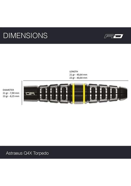 Astraeus Q4X Torpedo % 90 Tungsten Çelik Uçlu Dart Oku