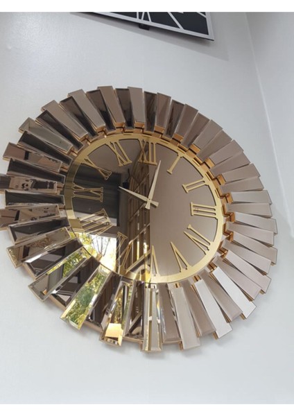 85 cm Renkli Dekoratif Aynalı Modern Duvar Saati