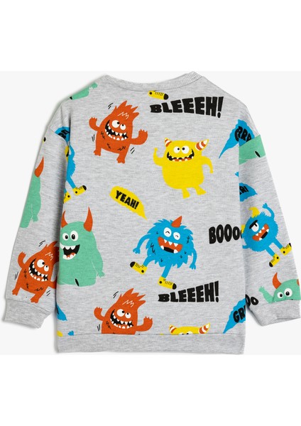 Sweatshirt Canavar Baskılı Uzun Kollu Şardonlu fiyatları