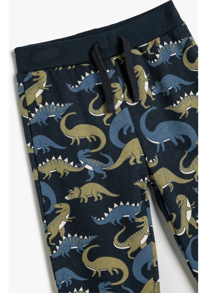 Pamuklu Eşofman Altı Dinozor Baskılı Beli Bağcıklı Şardonlu modelleri