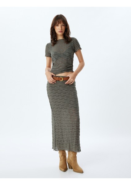 Uzun Kalem Etek Çizgili Astarlı Standart Bel