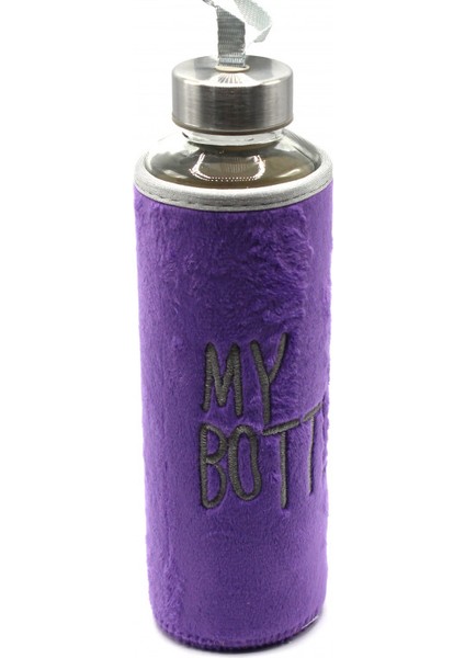 Peluş Kılıflı Cam Matara Mor 470 ml